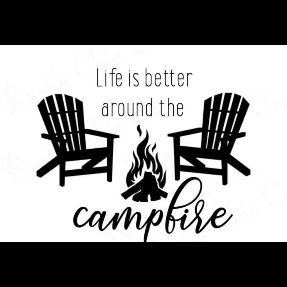 Camp fire decal cut in any color